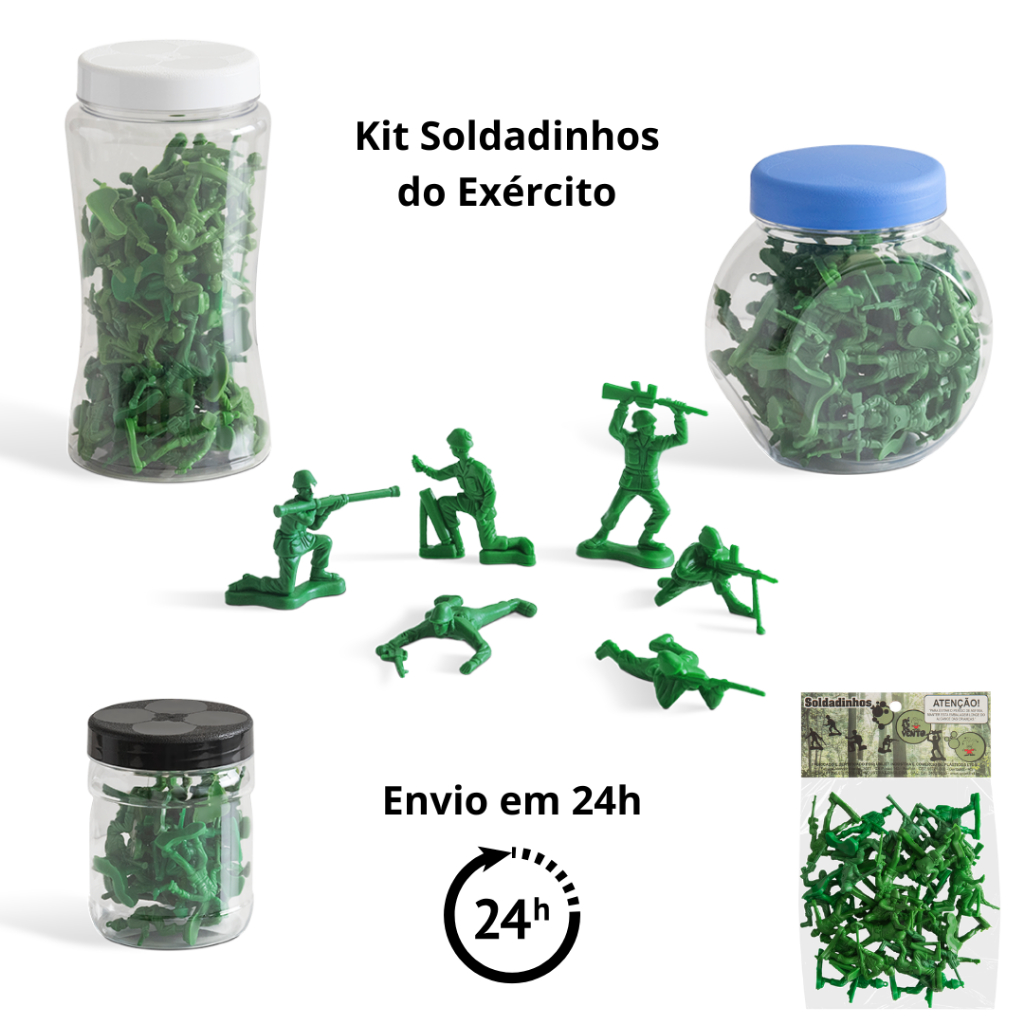 Kit com 48 Soldadinhos de Brinquedo no Pote Sortidos Cor Verde - Imagem 4