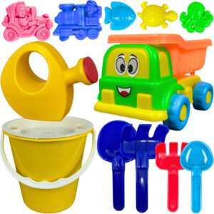 Kit Brinquedo de Praia Infantil Baldinho Areia Regador Pazinha Verão Castelinho