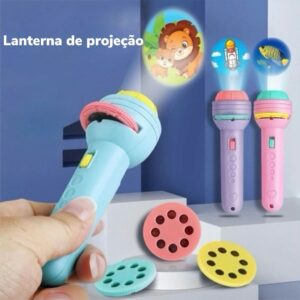 Lanterna Projetor 2 Em 1 Infantil Projeta 24 Desenhos Brinquedo Educacional