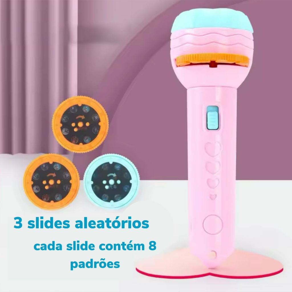 Lanterna Projetor 2 Em 1 Infantil Projeta 24 Desenhos Brinquedo Educacional - Imagem 4