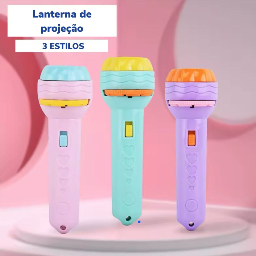 Lanterna Projetor 2 Em 1 Infantil Projeta 24 Desenhos Brinquedo Educacional - Imagem 5
