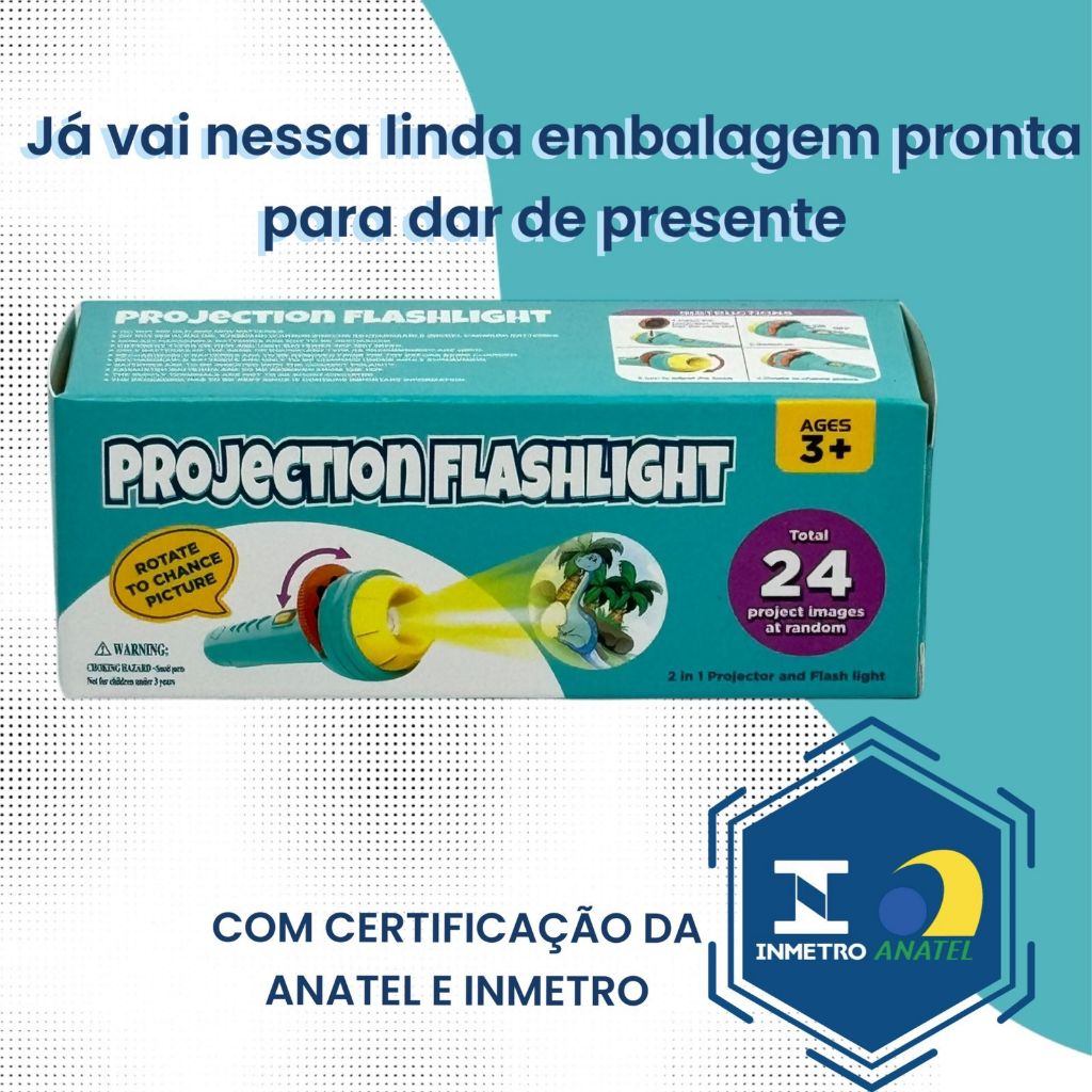 Lanterna Projetor 2 Em 1 Infantil Projeta 24 Desenhos Brinquedo Educacional - Imagem 6