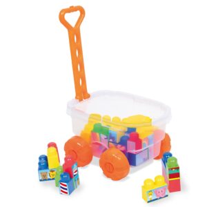 Carrinho De Puxar Didático Com Blocos Para Montar