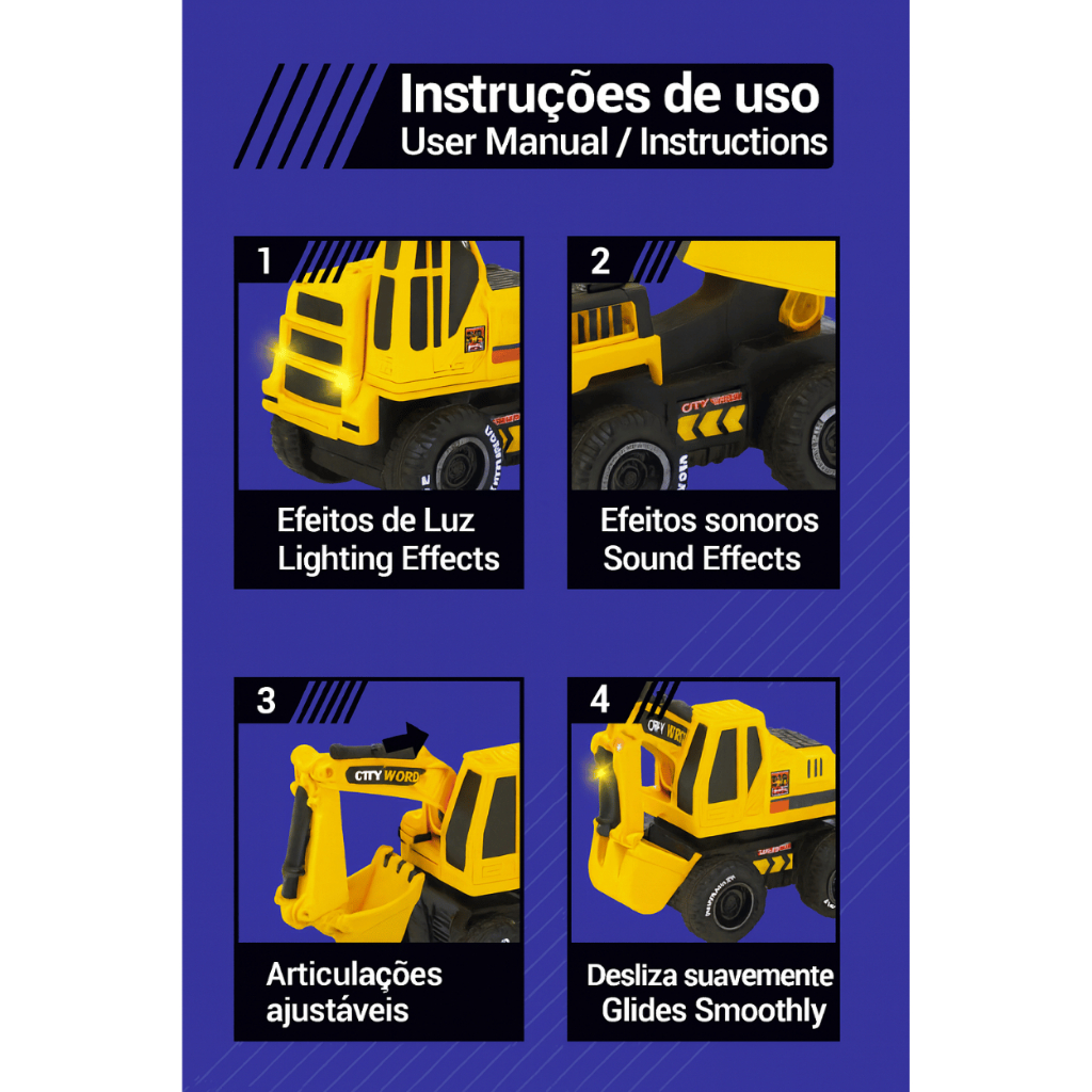 Escavadeira de Brinquedo Infantil com Fricção - Imagem 3