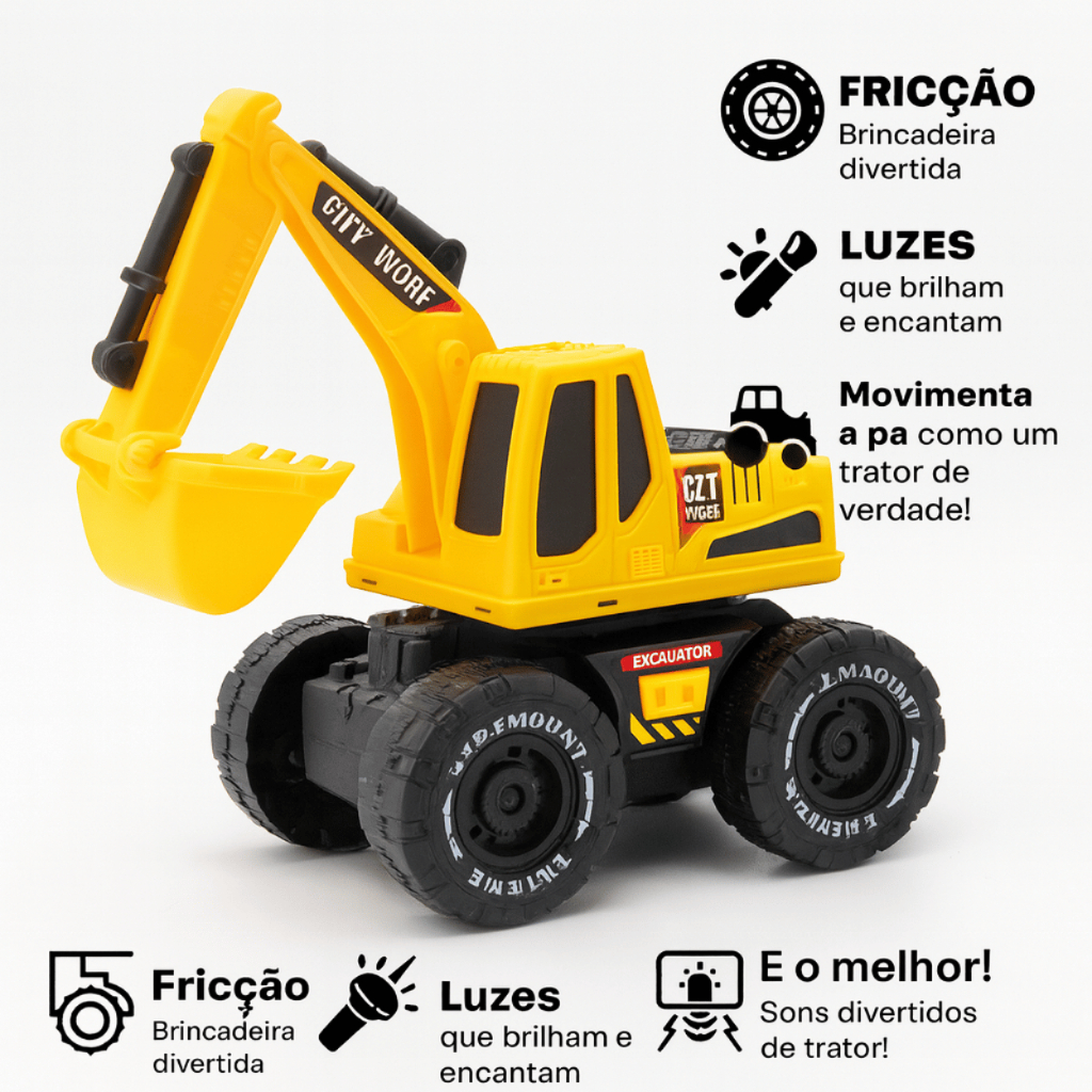 Escavadeira de Brinquedo Infantil com Fricção - Imagem 4