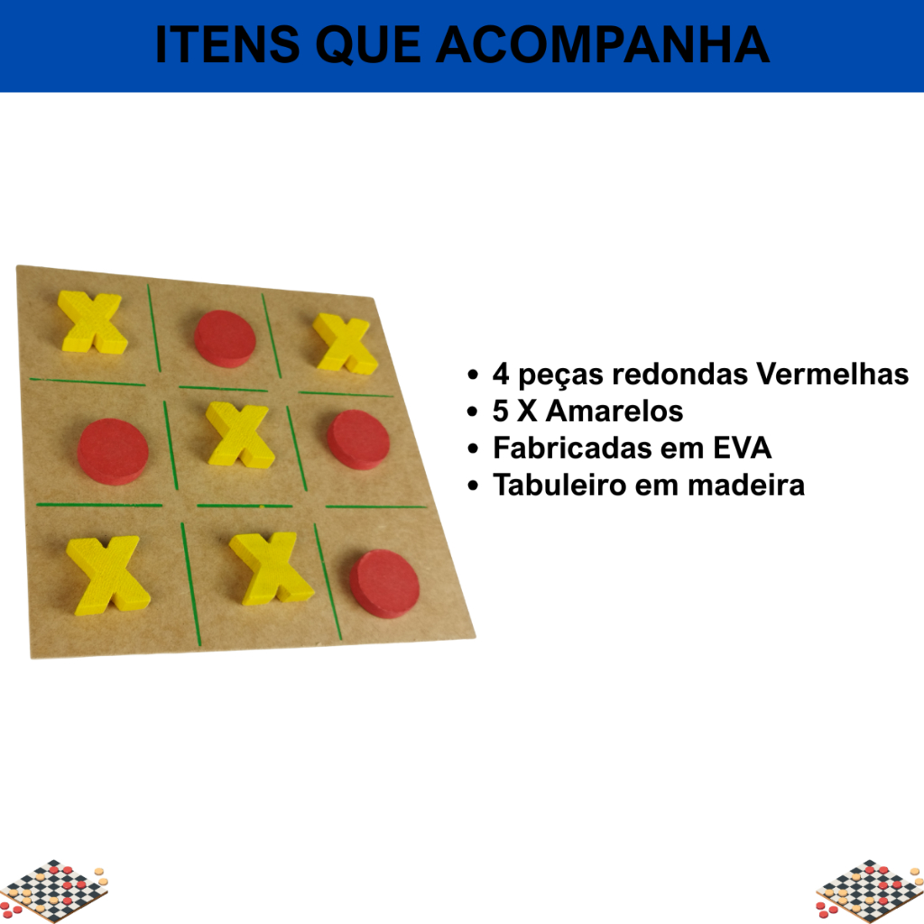 Jogos de Tabuleiros 5 em 1 Dama Dominó Ludo Jogo Da Velha Trilha Dama - Imagem 2