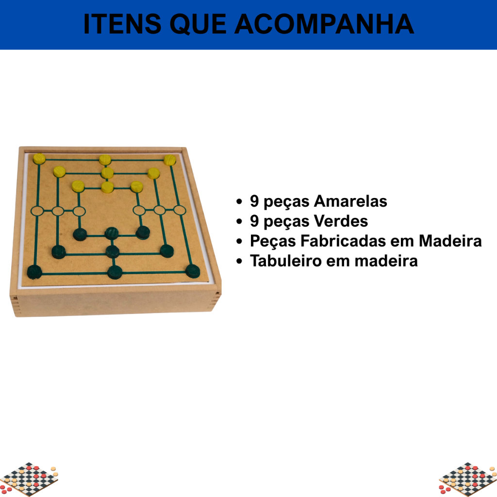 Jogos de Tabuleiros 5 em 1 Dama Dominó Ludo Jogo Da Velha Trilha Dama - Imagem 6