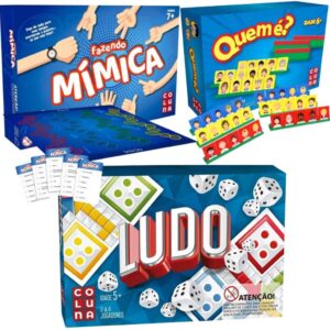 KIT 3 JOGOS - Fazendo Mimica + Ludo + Quem é (Estilo cara a cara)