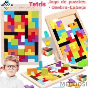 Quebra-Cabeça 3D 3 em 1 Tetris De Madeira Brinquedos E Tangram