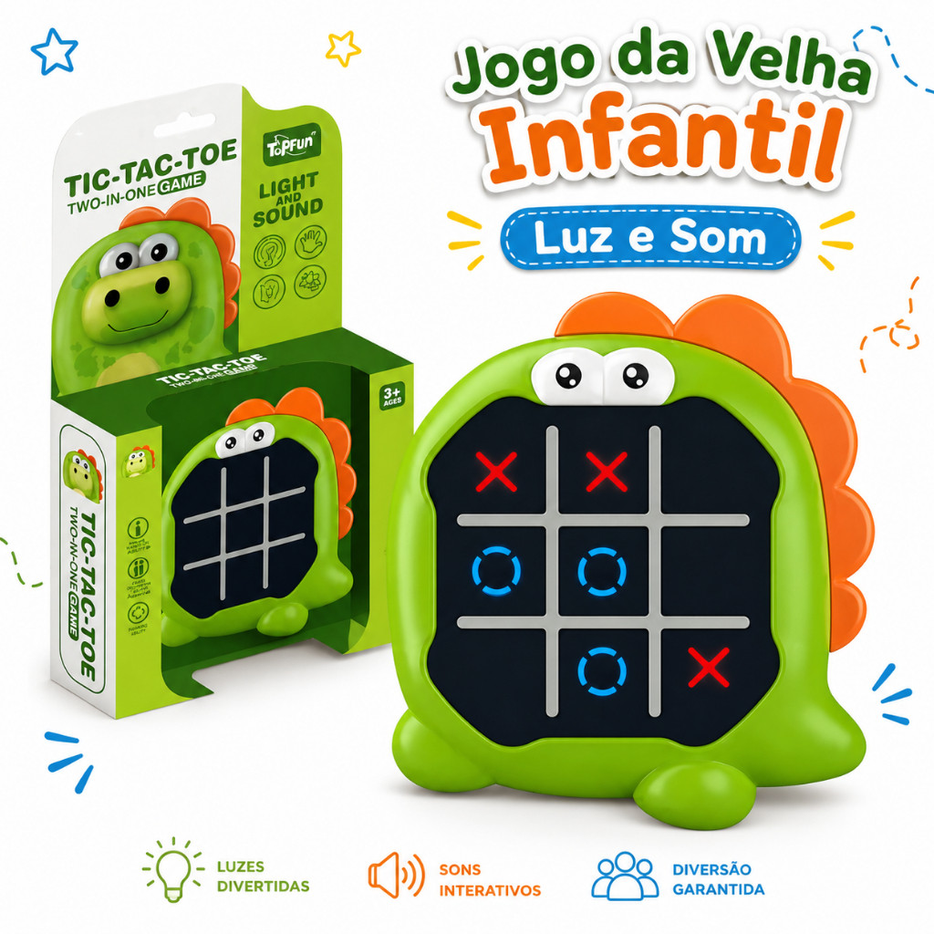 Jogo Da Velha Eletrônico Infantil Educativo Dino - Imagem 2