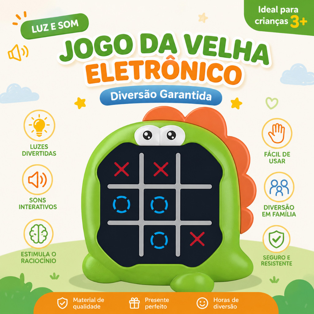Jogo Da Velha Eletrônico Infantil Educativo Dino - Imagem 8