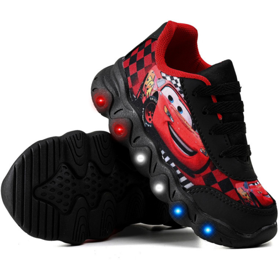 Tênis Infantil Menino Relâmpago McQueen Com Led Pisou Piscou - Imagem 2