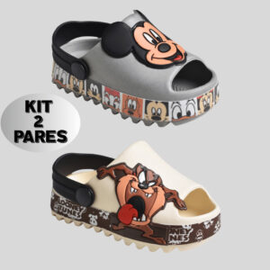 Kit 2 Babuche Infantil Menino Antiderrapante Calce Facil