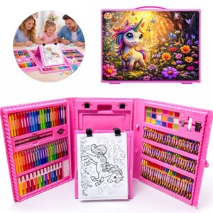 Estojo 208 Peças Escolar Maleta Para Desenho - Pintura Infantil