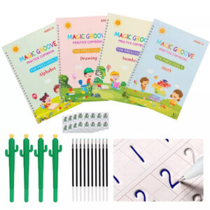 Kit de Caligrafia para Crianças: Cadernos de Prática de Escrita Reutilizável