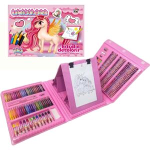 Maleta de Pintura Para Crianças Com Desenhos, Lápis e Canetinhas