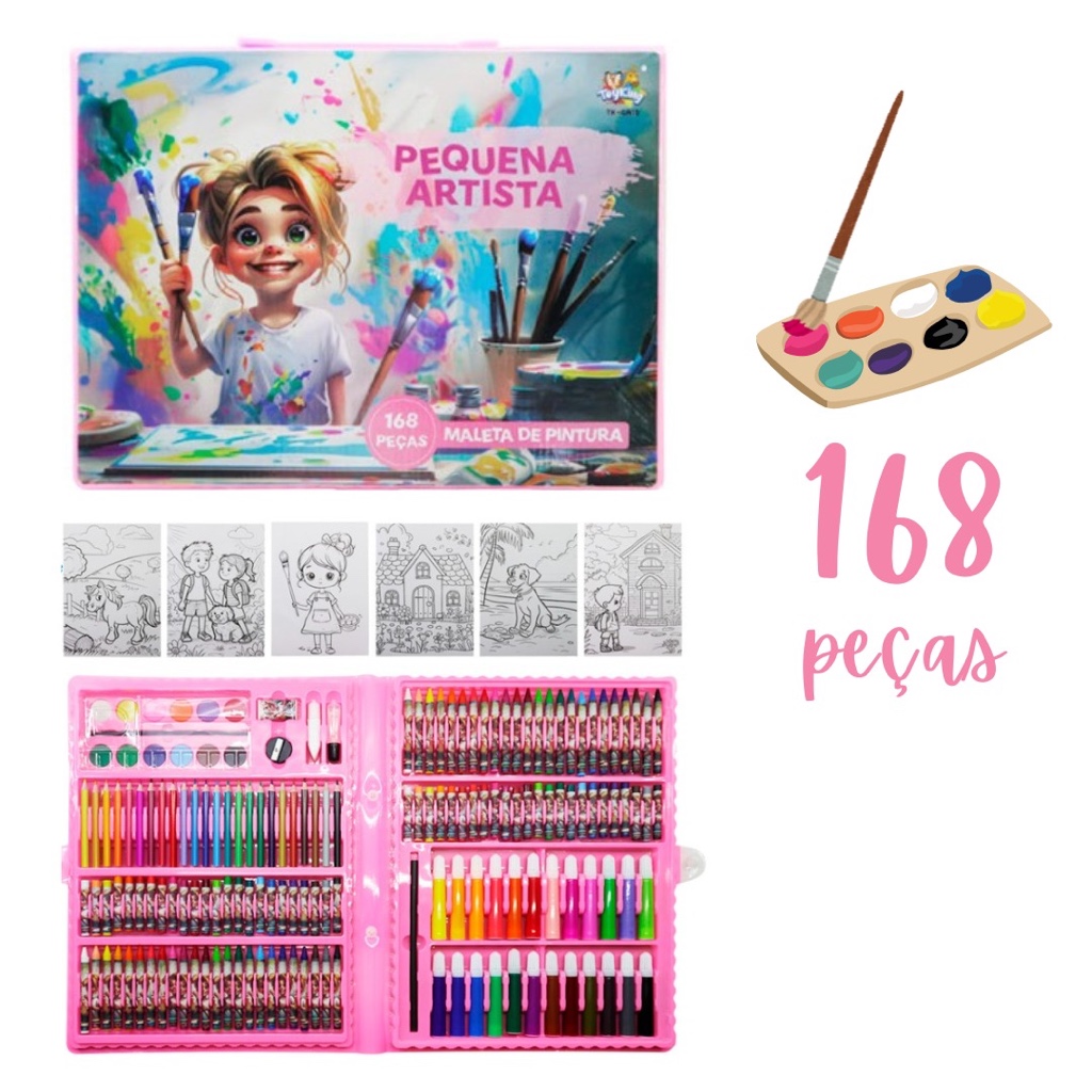 Maleta de Pintura Para Crianças Com Desenhos, Lápis e Canetinhas - Imagem 4