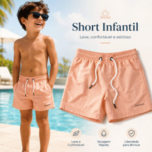 Short Infantil Praia Secagem Rapida Versátil Com Elástico