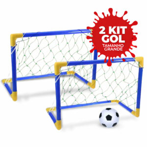 Kit Futebol Golzinho 2 Mini Trave Grande + Rede, Bola E Bomba de Encher