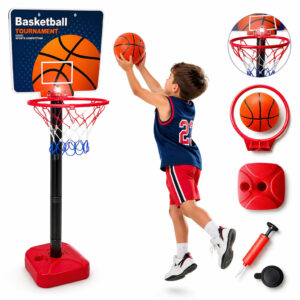 Jogo de Basquete Infantil com Cesta Ajustável, Bola e Inflador