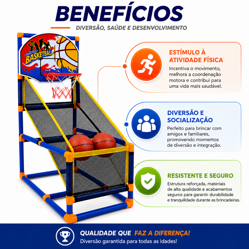 Tabela De Basquete Infantil Com 2 Bolas E Bomba De Ar - Mini Cesta Basquete - Imagem 3