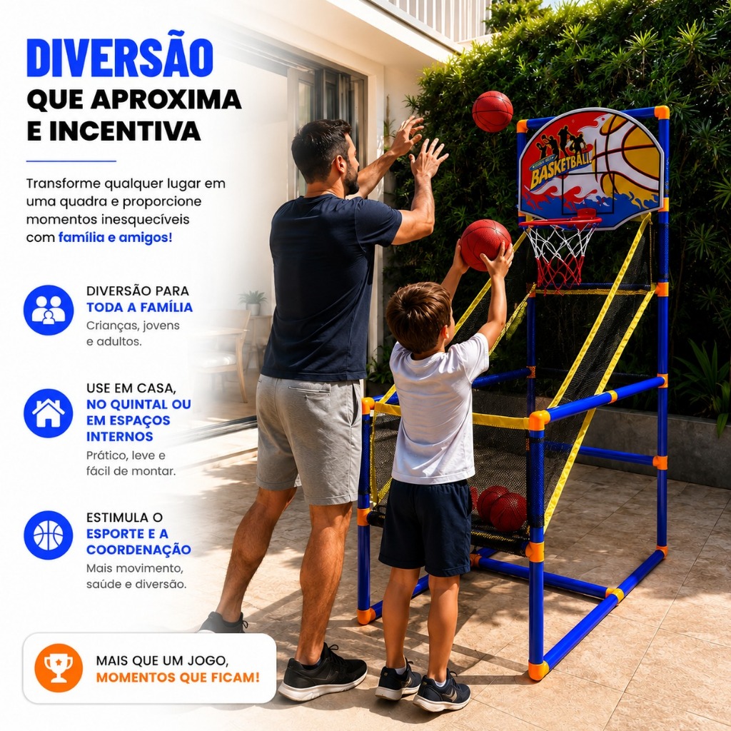 Tabela De Basquete Infantil Com 2 Bolas E Bomba De Ar - Mini Cesta Basquete - Imagem 2