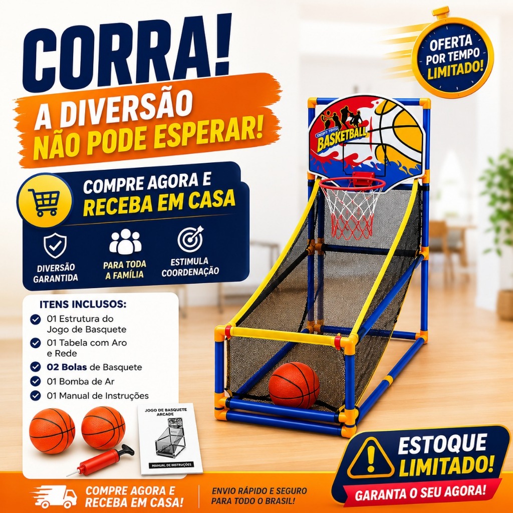 Tabela De Basquete Infantil Com 2 Bolas E Bomba De Ar - Mini Cesta Basquete - Imagem 5