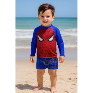 Kit Sunga + Blusa Proteção Solar Infantil Uv50 Homem Aranha