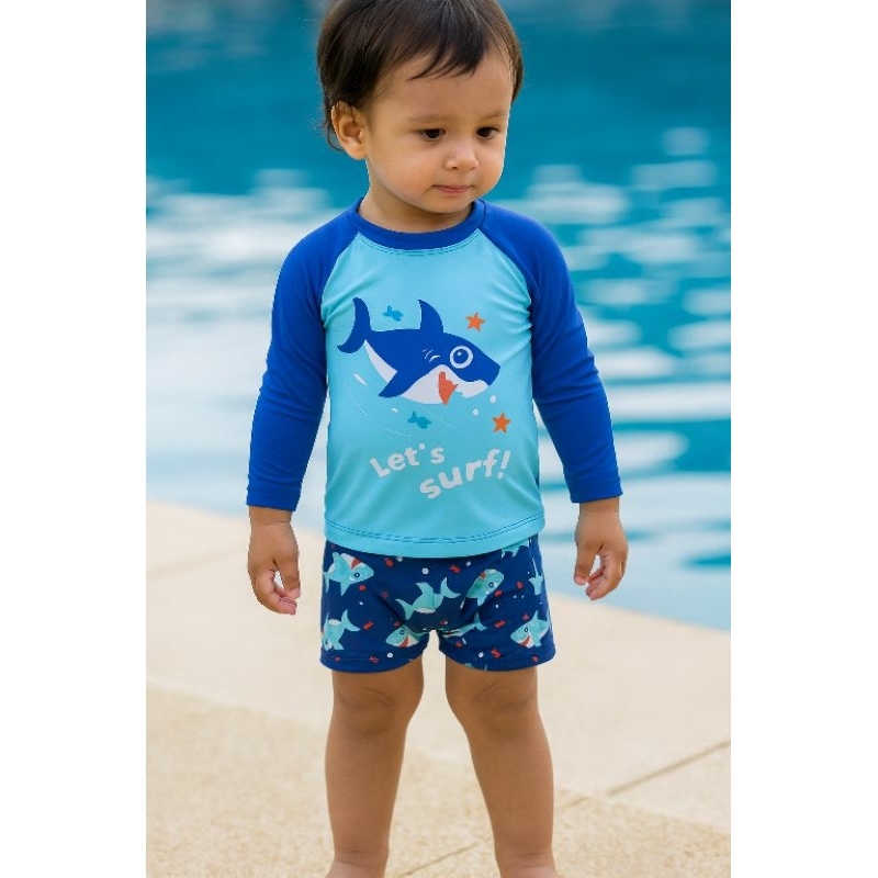 Conjunto Camisa Sunga Proteção Solar Uv FPU50+ Infantil Natação - Imagem 2