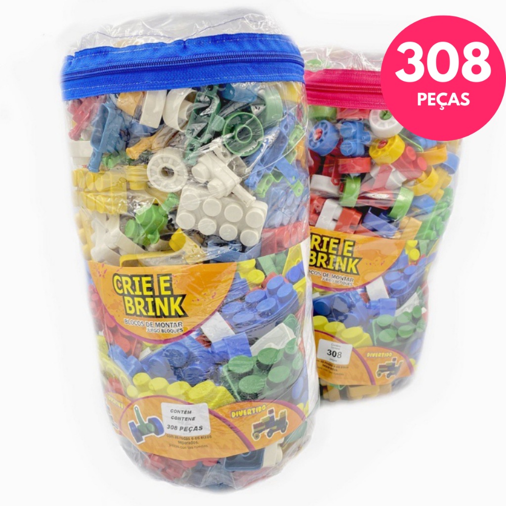 Blocos de Montar Brinquedo Infantil 308 peças