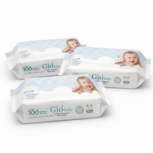 Kit 3 Toalhas Umedecidas Gió Baby 100 Folhas Hipoalergênicas