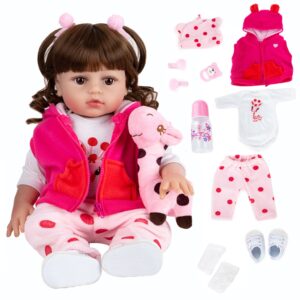 Bebê Reborn 48cm Silicone Doll Rosa Girafa Barato