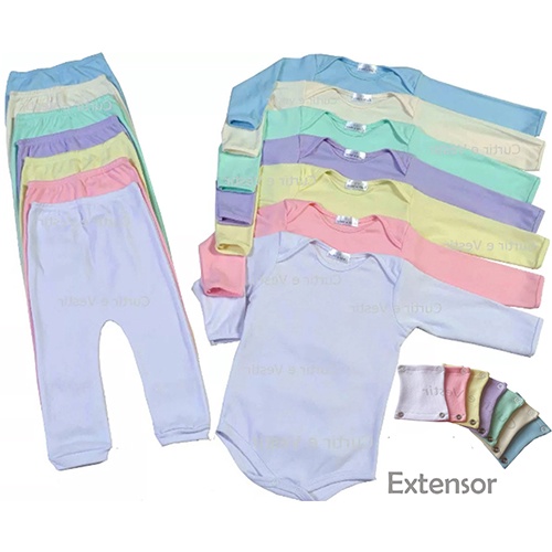 1 Conjunto de Body e Mijão Manga Longa canelado bebê