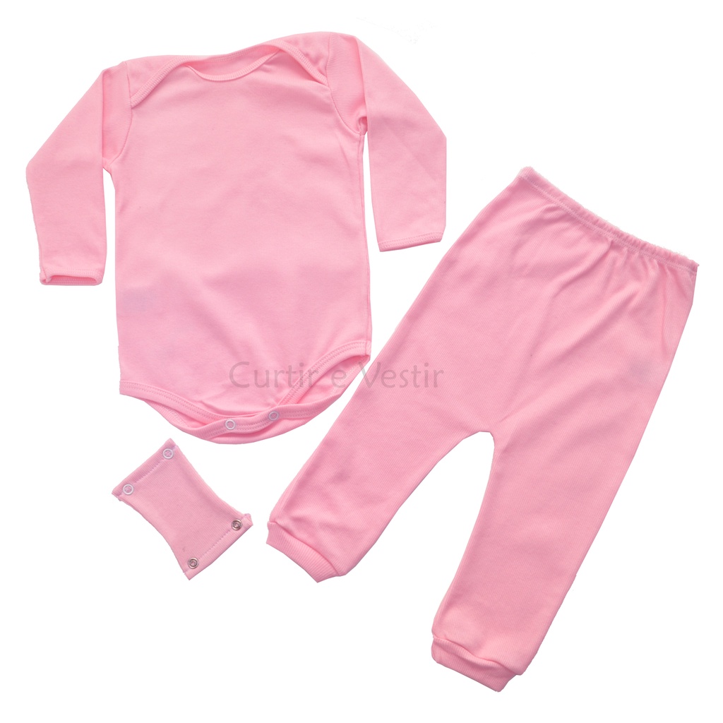1 Conjunto de Body e Mijão Manga Longa canelado bebê - Imagem 2