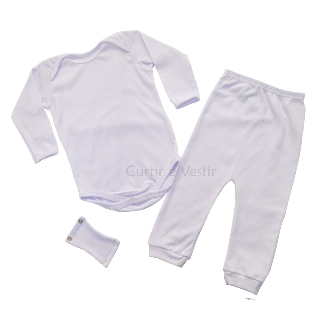 1 Conjunto de Body e Mijão Manga Longa canelado bebê - Imagem 4