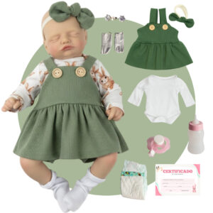 Boneca Bebe Reborn Realista Silicone Rosalie Baby Kit Luxo Enxoval Completo
