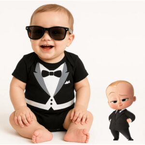 Body Bebê Infantil Mêsversário Temático Poderoso Chefinho Para Menino