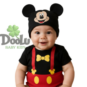 Body de Bebê Mickey + Touca, Mêsversario Temático