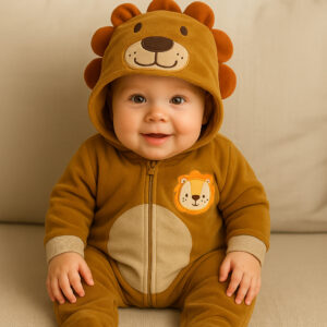 Macacão Bebê menino Leãozinho c/ Capuz Kigurumi