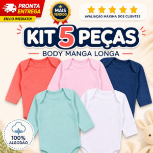 Kit 5 Unidades Body Manga Longa Bebê Infantil