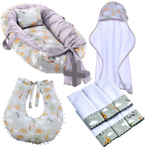 Kit Toalha de Banho Bebe Forrada + Ninho Redutor de Berço e +