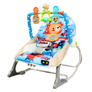 Cadeirinha Descanso Vibratória Para Bebe Musical Balanço Com Mobile Azul
