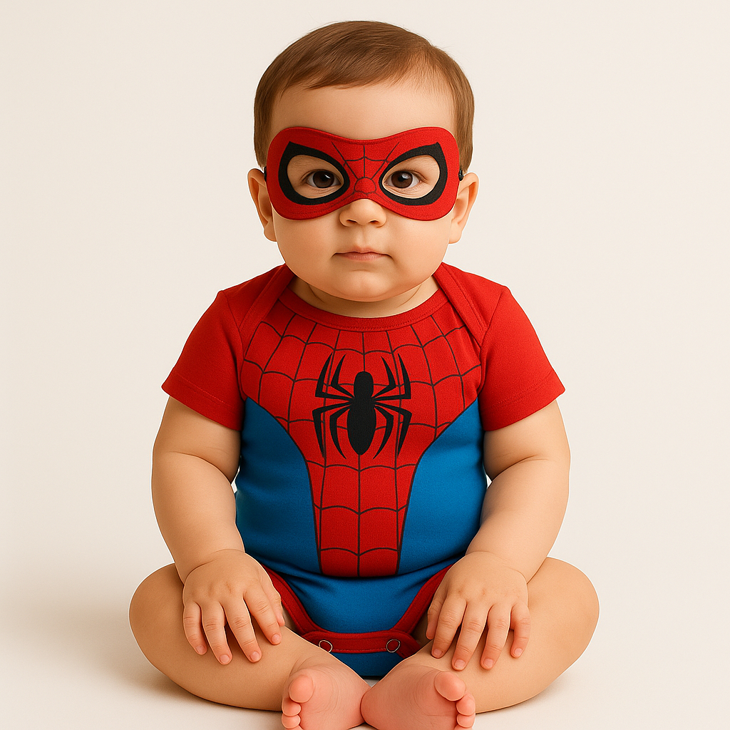 Body Bebê Infantil Mêsversário Temático Homem Aranha Super - Imagem 5