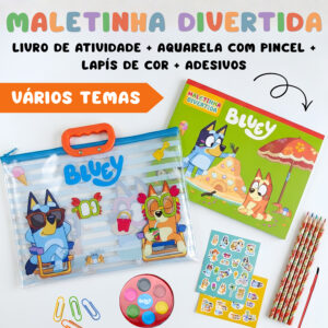 Kit Maleta Divertida De Colorir Infantil Com 5 Itens Bluey Sonic e +