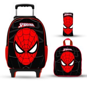 Kit Mochila Escolar Aranha com Lancheira e Estojo