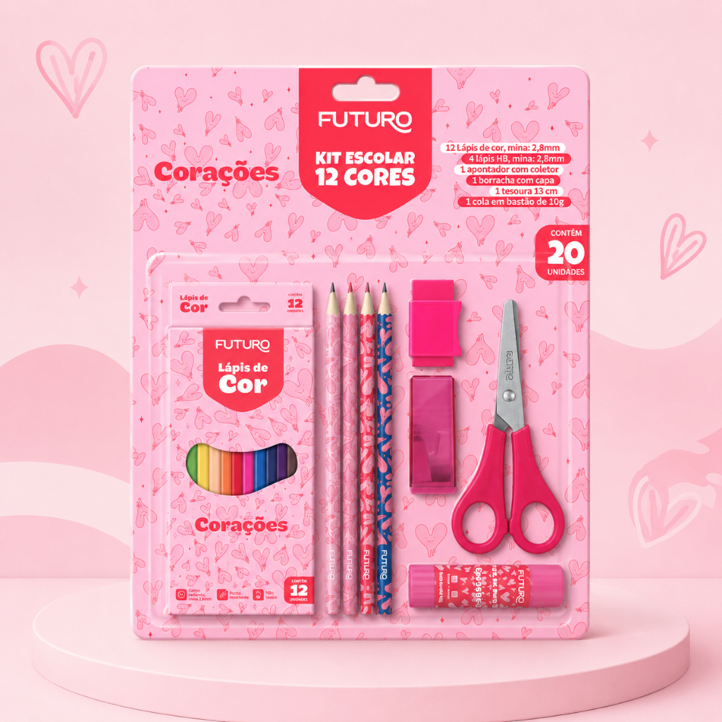 Kit Escolar Infantil Papelaria Completo 20 Peças Material Escolar - Imagem 5
