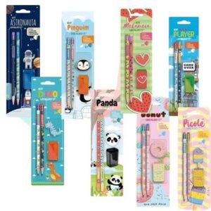 Kit Escolar Lapis Apontador Borracha Pets Donuts Astronauta Leo&Leo