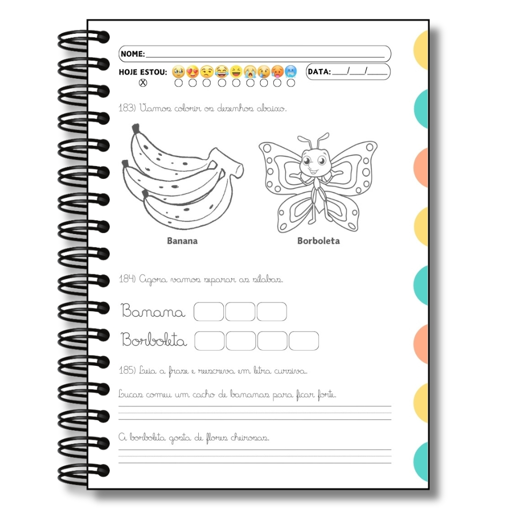 Caderno De Caligrafia Infantil Letra Cursiva Colorido - Imagem 2