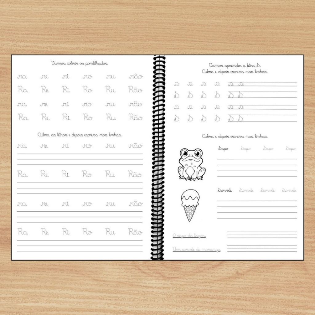 Caderno De Caligrafia Infantil Letra Cursiva Colorido - Imagem 3