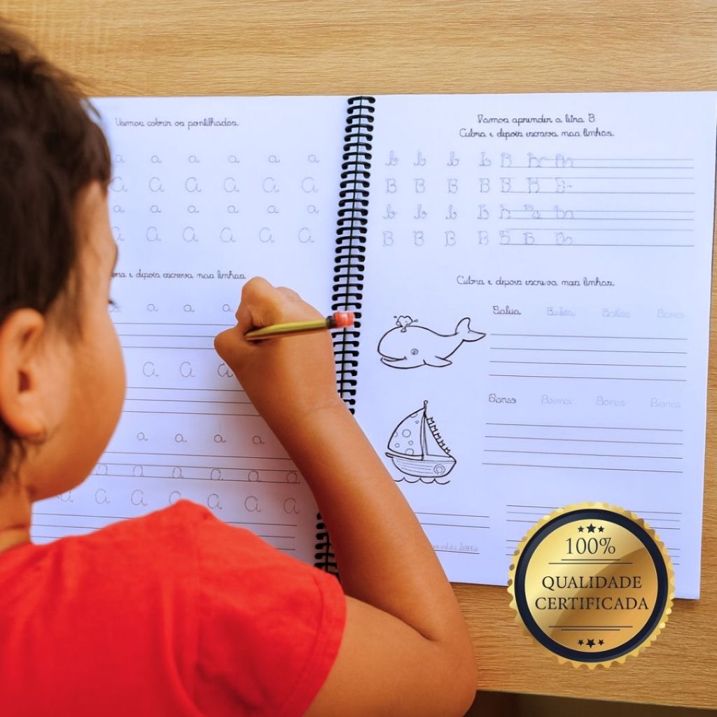 Caderno De Caligrafia Infantil Letra Cursiva Colorido - Imagem 4
